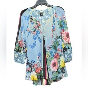 New Directions Blue Relaxed Buttoned Blouse